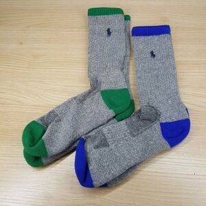 POLO RALPH LAUREN Crew Socks Mens 10-13 Gray 2-Pack Performance Pony Logo